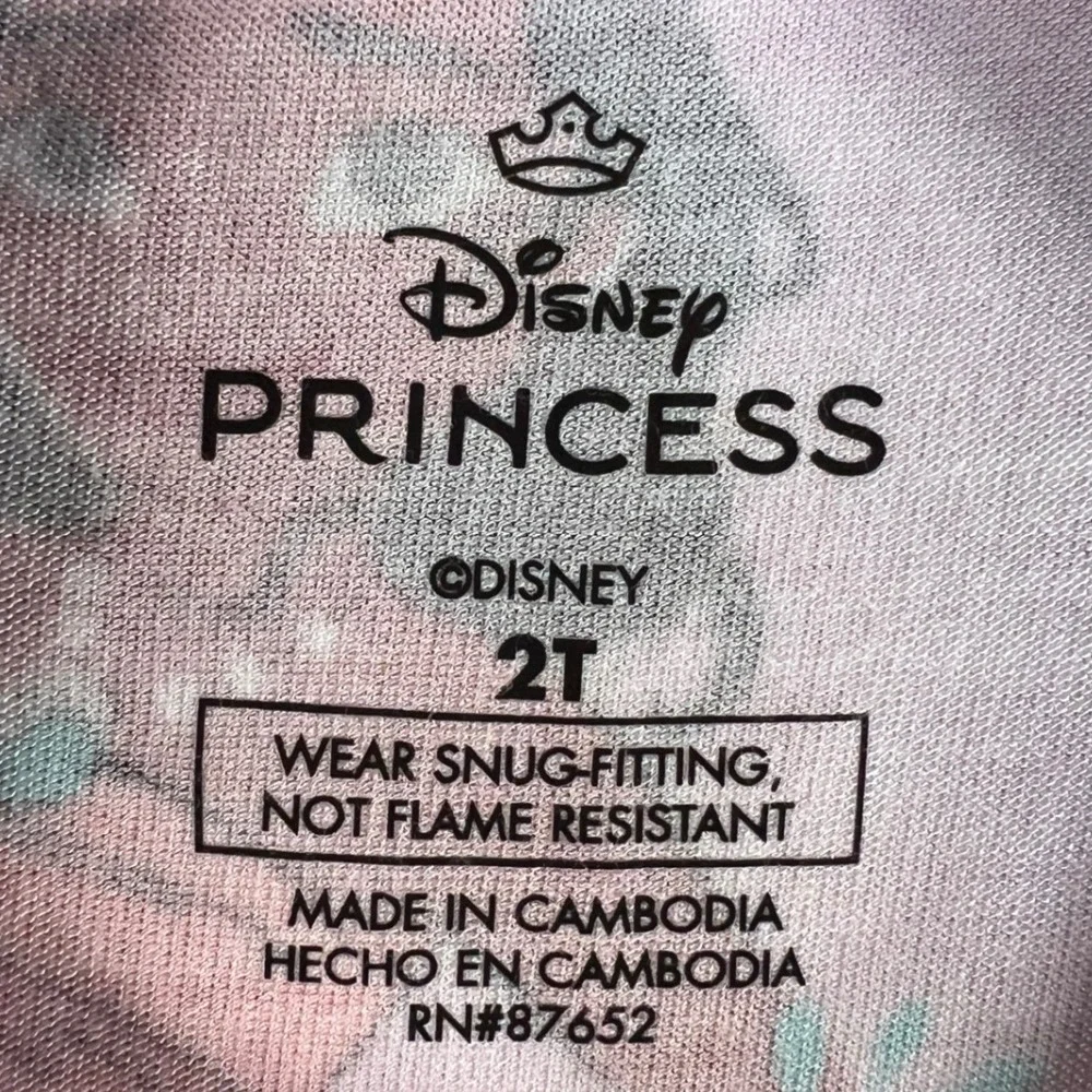 Disney Princess Toddler Girls Pink Viscose One Piece Pajama Sleeper 2T